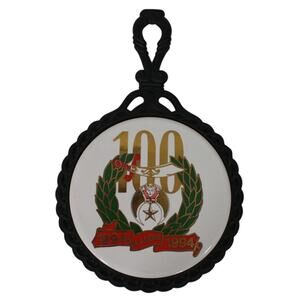 Vintage Shriners 100 Year Anniversary Cast Iron Ceramic Emblem Freemason